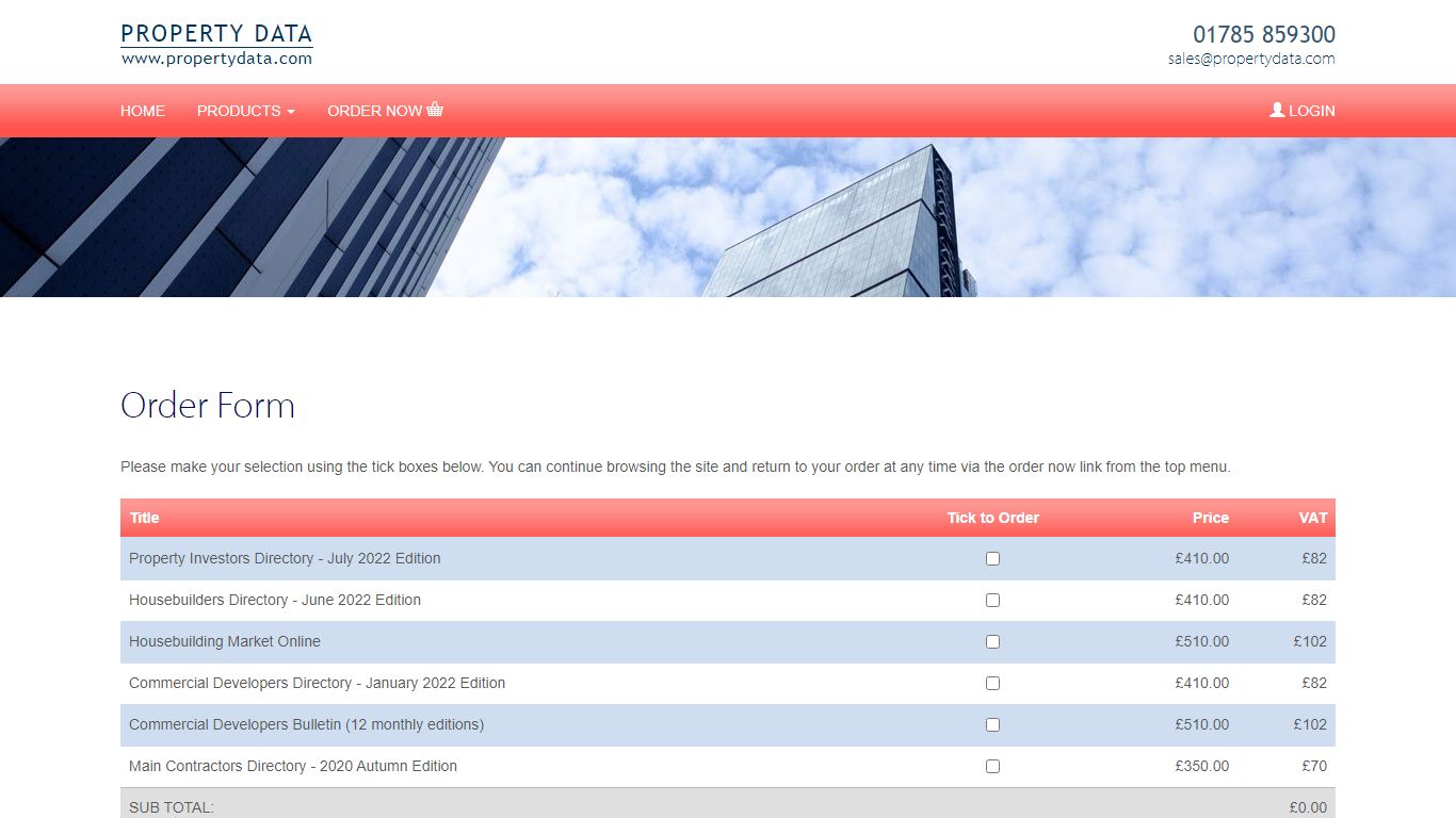 PropertyData.com | Online Order Form